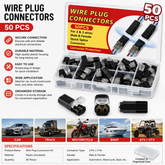 50PCS Automotive Wire Plug Connector Kit – 2 & 3 Pin Male Female Electrical Connectors with Storage Case