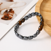 Men’s Beaded Bracelet – Stylish Vintage-Style Stretch Wristband with Mixed Dark & Natural-Tone Beads
