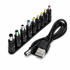 Universal DC Power Adapter Connector Tips Set with USB Cable – Multi-Size Replacement Charging Connectors for Compatible Electronic Devices