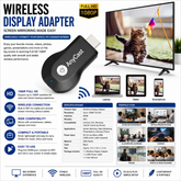 Wireless Display Adapter 1080P Full HD – WiFi Screen Mirroring Dongle for Smartphone, Tablet & Laptop to TV, HDMI Media Receiver