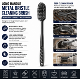 Long Handle Metal Bristle Cleaning Brush – Heavy-Duty Handheld Scrubbing Brush with Ergonomic Grip for Household, Kitchen, Workshop & General Cleaning