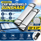 Car Windshield Sun Shade 55 x 27 Inch – Universal Foldable Reflective Auto Window Heat Protector