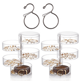 Rotating Jewelry Storage Box Plastic Transparent Jewelry Organizer Display Rack With Lid For Earrings,rings,necklaces (4 floors)