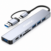 USB C Hub Multiport Adapter – USB 3.0 Ports, SD & MicroSD Card Reader, 3.5mm Audio & USB-C Connector