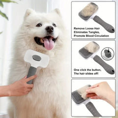 Self-Cleaning Slicker Brush for Dogs & Cats – Pet Grooming Comb & Hair Remover