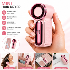 Portable Mini Hair Dryer – Compact Handheld Blow Dryer with Stylish Pink Design for Home, Travel & Everyday Hair Styling