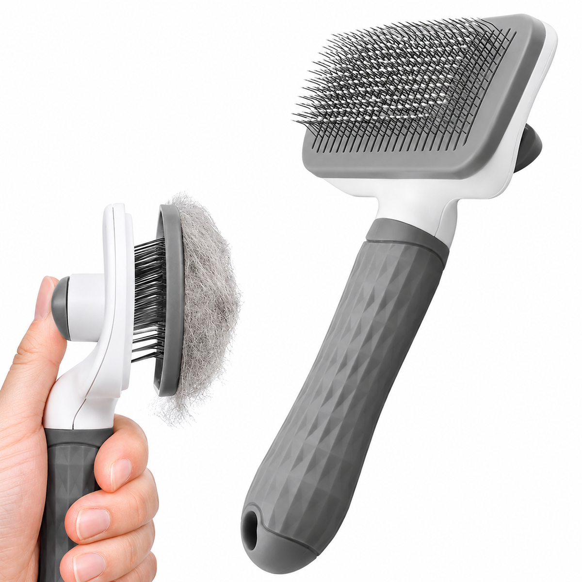 Self-Cleaning Slicker Brush for Dogs & Cats – Pet Grooming Comb & Hair Remover