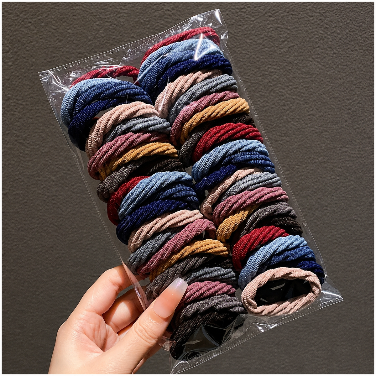 50-Piece Elastic Hair Ties for Women & Girls – Stretchy No-Crease Hair Bands, Assorted Colors
