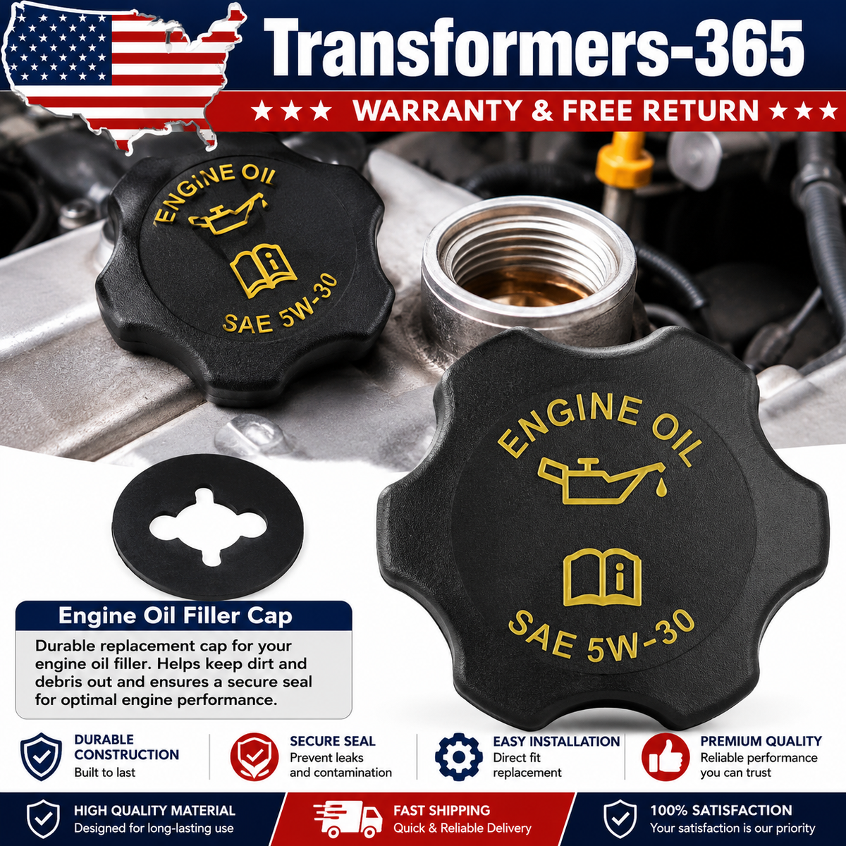 Premium Engine Oil Filler Cap – Durable Automotive Oil Tank Cover Replacement for Compatible Vehicles