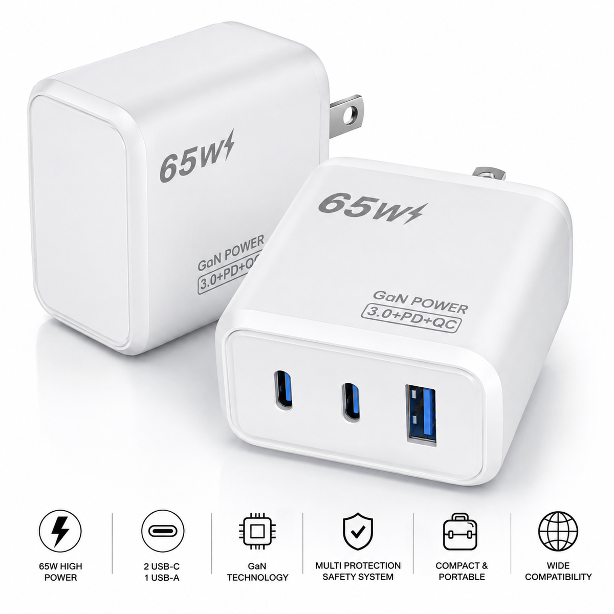 Dual USB Wall Charger – Compact AC Power Adapter with Multiple USB Charging Ports for Phones & Devices