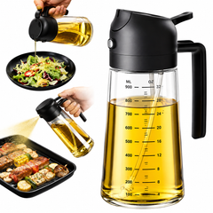 2-in-1 Cooking Oil Sprayer & Dispenser Bottle – Refillable Manual Oil Mister with Handle for Cooking, Grilling, Baking & Salad