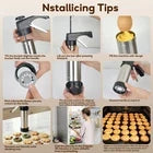 Manual Cookie & Biscuit Decorating Press Gun – Handheld Pastry Extruder with Interchangeable Nozzles & Decorative Disc Attachments for Cookies, Biscuits and Pastries