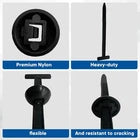 Universal Automotive Push-Type Retainer Clips & Fastener Assortment – Black Plastic Car Trim Panel Rivets with Installation Tool