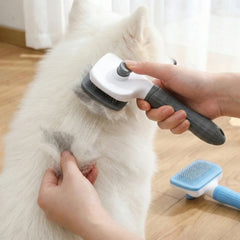 Self-Cleaning Slicker Brush for Dogs & Cats – Pet Grooming Comb & Hair Remover