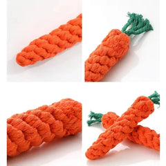 Carrot Rope Dog Chew Toy – Durable Braided Cotton Tug & Interactive Puppy Toy