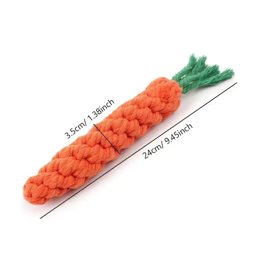 Carrot Rope Dog Chew Toy – Durable Braided Cotton Tug & Interactive Puppy Toy