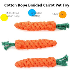 Carrot Rope Dog Chew Toy – Durable Braided Cotton Tug & Interactive Puppy Toy